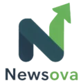 Newsova logo with stylized N arrow in green and navy, representing smart shopping and personal finance.